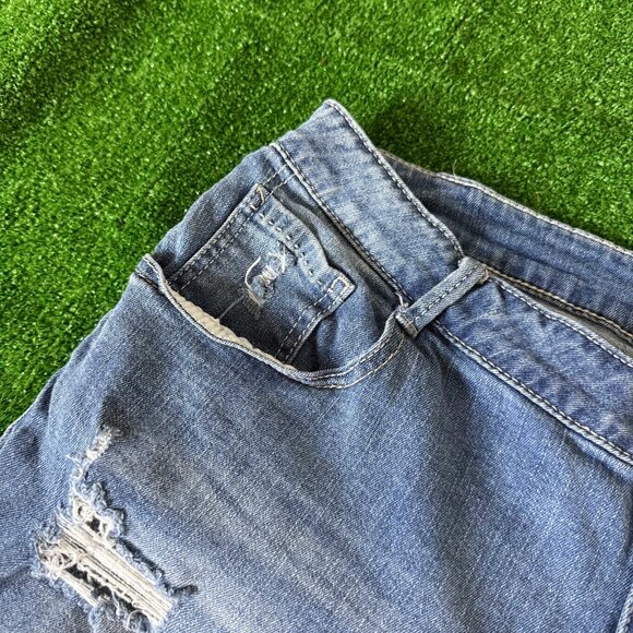 Faded Glory Lace Trim High Rise Distressed Denim Jeans Shorts Plus Size 24W - Picture 6 of 14